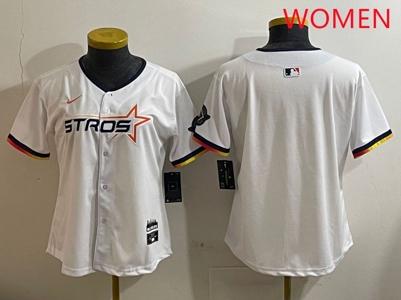 Women Houston Astros Blank White three generations Joint Name Nike 2025 MLB Jersey style 1